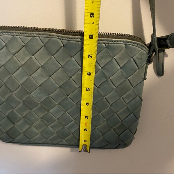 Vilenca Blue Leather Quilted Crossbody Bag purse - Picture 7 of 7